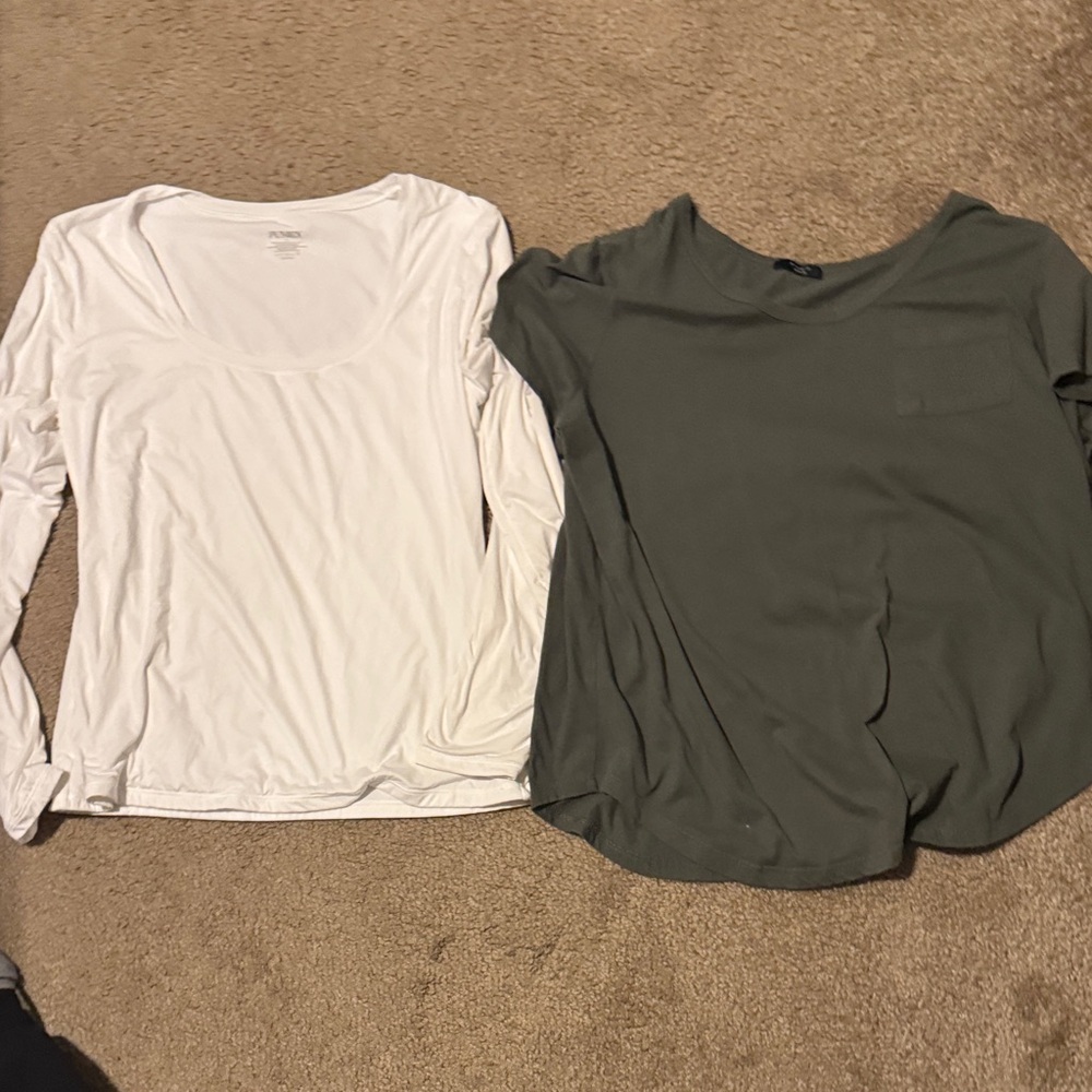 Women's White and Green Tops